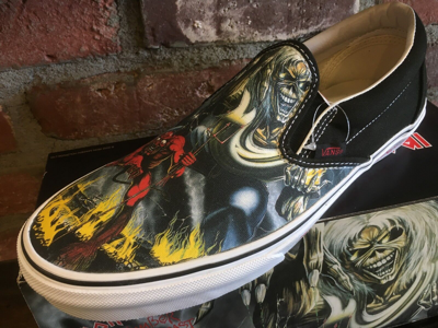Pre-owned Vans Classic Slip On (iron Maiden 30th) Number Beast Vn-0qfdim3 Multi Sizes $200 In Black