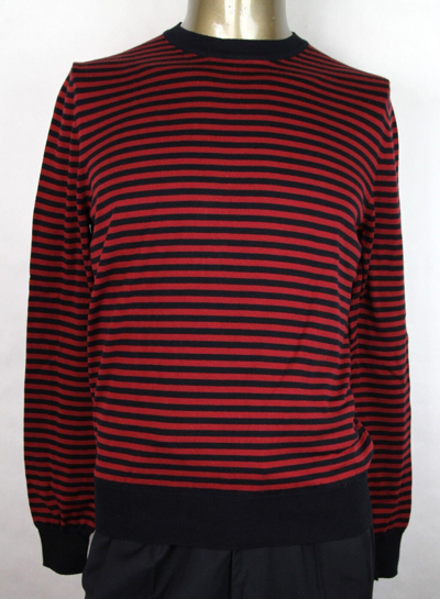 Pre-owned Gucci Men's Black/red Striped Cotton/cashmere Pullover Sweater 411730 4027