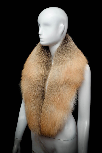 Pre-owned Handmade Golden Island Fox Fur Mens Collar Scarf Neck Wrap In Brown