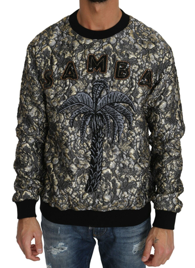 Pre-owned Dolce & Gabbana Sweater Samba Jacquard Palmtree Pullover S. It46 / S Rrp $2500 In Multicolor