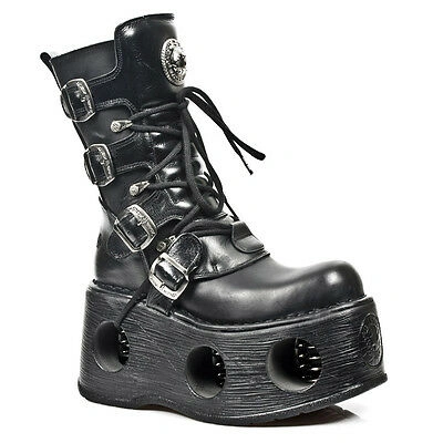 Pre-owned New Rock Newrock Rock Boots Style M.373 S2 Spring Black Unisex