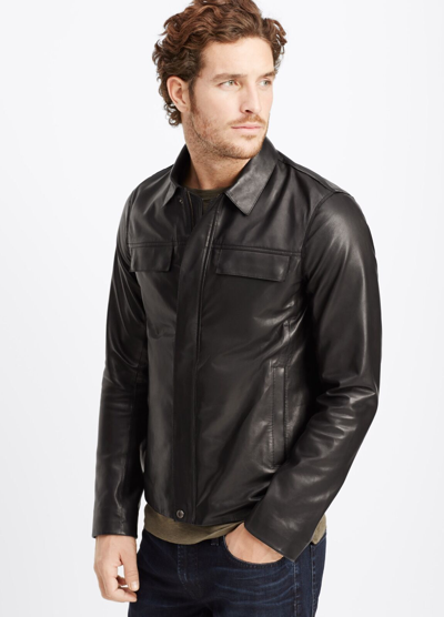 Pre-owned Vince Men's Raw Edge Leather Jacket - $995 Msrp - Size Large - Hot In Black