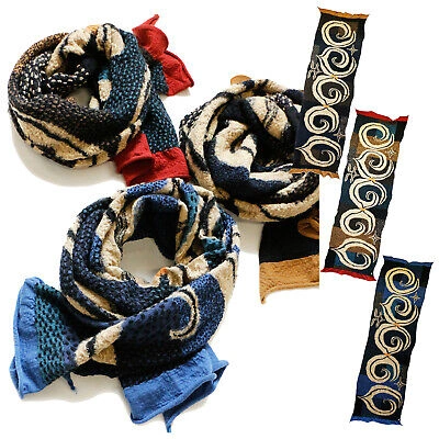 Pre-owned Kapital Capital Milling Wool Muffler " Five-ring Ainu " Scarf From Japan In Blue