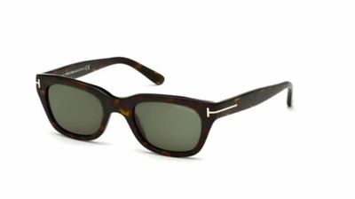 Pre-owned Tom Ford Ft 0237 Snowdon 52n Dark Havana/green Sunglasses