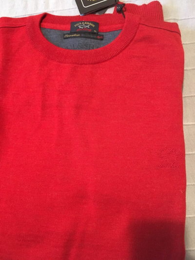 Pre-owned Paul & Shark 100% Wool Crew Neck Pullover 2xl And 3xl In Red