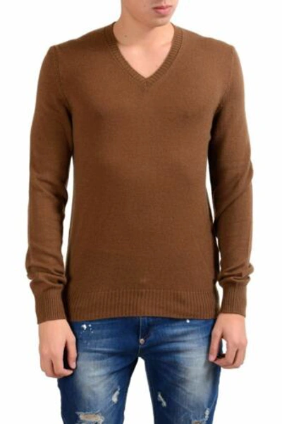 Pre-owned Prada Men's 100% Cashmere Brown V-neck Sweater Size Xs S M L
