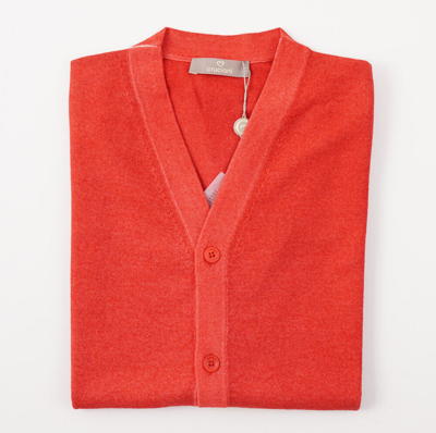 Pre-owned Cruciani $600  Strawberry Red Merino Wool Cardigan Sweater Vest S (eu 48)