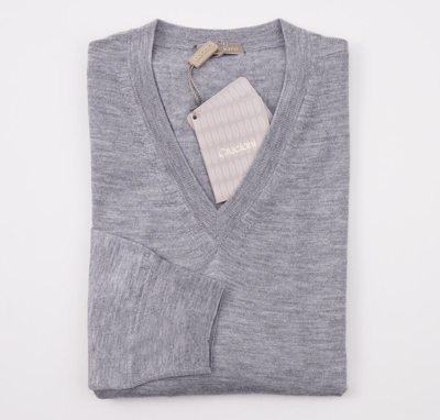 Pre-owned Cruciani $850  Light Gray Superfine Cashmere-silk Sweater Slim Xxl (eu 58)