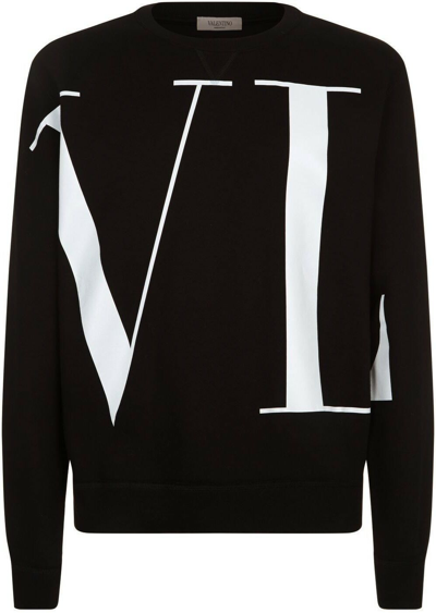 Pre-owned Valentino Vltn Maxi Logo Sweatshirt Jumper Top Black