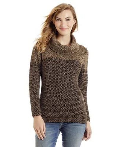 Pre-owned Invisible World Women's 100% Alpaca Nuru Cowl Neck Pullover Sweater In Multicolor