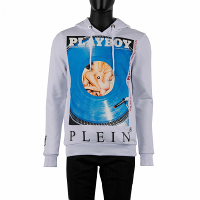 Pre-owned Philipp Plein Playboy Vinyl Cover Printed Sweatshirt Hoody Hoodie White 08374