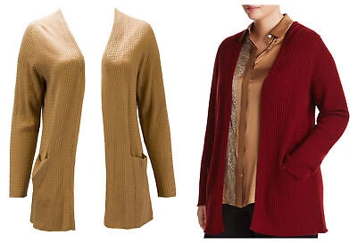 Pre-owned Marina Rinaldi Women's Minimale Cashmere Cardigan $1295 In Red