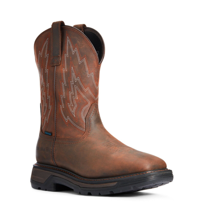 Pre-owned Ariat ® Men's Big Rig H2o Distressed Brown Boots 10033991