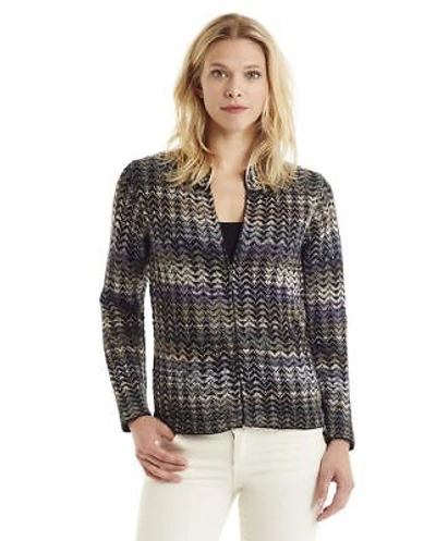 Pre-owned Invisible World Women's 100% Alpaca Wool Cardigan Open Zip Up Sweater Noelle In Multicolor