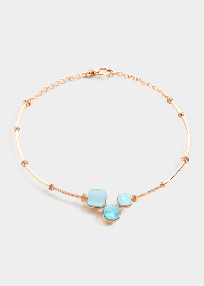 Pomellato Nudo Riviere 18k Rose Gold Sky Blue Topaz And Diamond Necklace