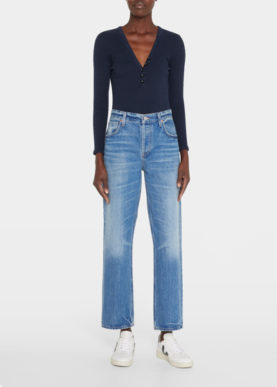 Citizens Of Humanity Neve Low-rise Cropped Straight Jeans In Oasis (light In