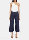 Wandler Lotus Cropped Frayed High-rise Wide-leg Jeans In Rinse