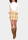 Ramy Brook Cienna Plaid Mini Skirt In Honey Plaid