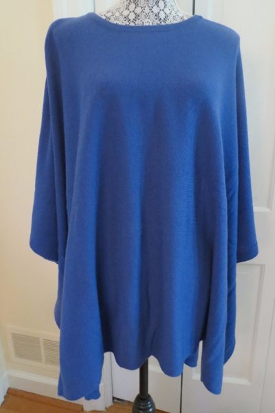 Pre-owned Mila M.i.l.a. Gemma Cashmere Sweater Poncho - Sapphire Blue – - $490
