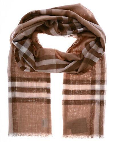 Pre-owned Burberry Scarf Scarves Mu Giant Check Gauze Unisex Beige 8014470 Sz U Make Offer