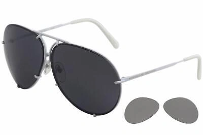 Pre-owned Porsche Design P'8478 P8478 P White Pilot Sunglasses 66mm W/extra Lenses In Gray