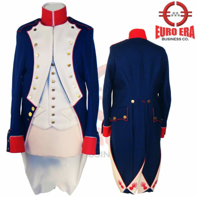 Pre-owned Euro Era Napoleonic 1st Empire French Line Infantry Rifleman Revolution Frock Coat & Vest In Blue, White & Red