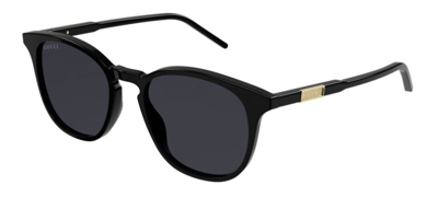 Pre-owned Gucci Gg1157s 001 Black/grey Round Men's Sunglasses In Gray