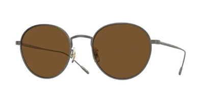 Pre-owned Oliver Peoples 0ov1306st Altair 525457 Antique Silver/brown Polarized Sunglasses In True Brown