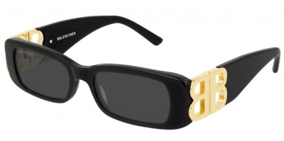 Pre-owned Balenciaga Bb0096s 001 Black/grey Full-rim Rectangle Women's Sunglasses In Gray