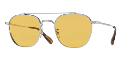 Pre-owned Oliver Peoples 0ov1294st Mandeville 525485 Brushed Silver Unisex Sunglasses In Yellow