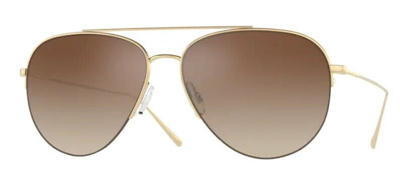 Pre-owned Oliver Peoples 0ov1303st Cleamons 5292q1 Gold Gradient Pilot Unisex Sunglasses In Brown