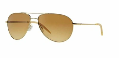 Pre-owned Oliver Peoples Ov1002 S 524251 Benedict Gold/chrome Amber Sunglasses In Chrome Amber Photo