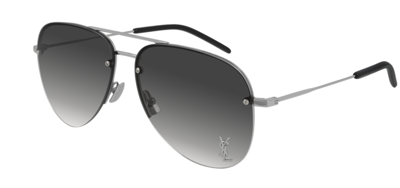 Pre-owned Saint Laurent Classic 11 M 005 Silver/gray Gradient Unisex Sunglasses