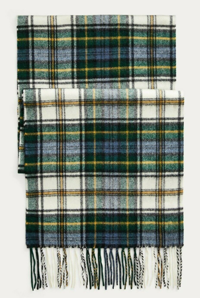 Pre-owned Rrl Ralph Lauren Double Rl  Scotland Fringe Tartan Blackwatch Knit Cashmere Scarf