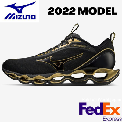 Pre-owned Mizuno Men's Running Shoes Wave Prophecy 11 Black X Gold J1gc2200 58 2022aw
