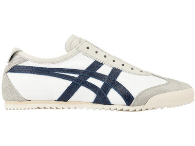 Pre-owned Onitsuka Tiger Women's Mexico Slip-on Deluxe 1182a134 101 White Blue