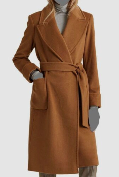 Pre-owned Lauren Ralph Lauren $400 Ralph Lauren Women's Brown Wool-blend Wrap Overcoat Coat Jacket Size 16