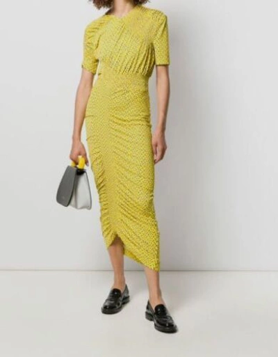 Pre-owned Thornton Bregazzi $805 Preen By  Women's Yellow Ruched Alice Dress Size L