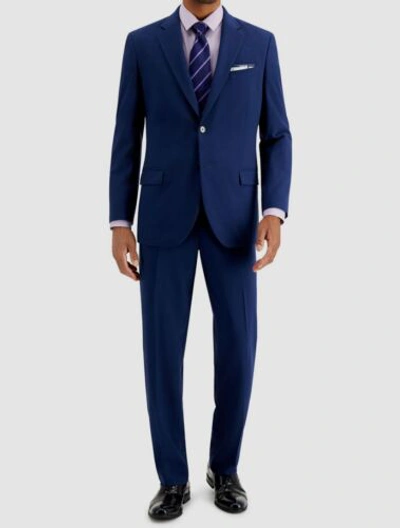 Pre-owned Nautica $395  Men's Blue Modern-fit Bi-stretch 2-piece Jacket Pants Suit Size 38r