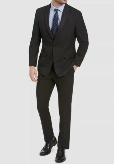 Pre-owned Izod $395  Men's Black Classic-fit Solid 2-piece Suit Jacket Pants Size 38r