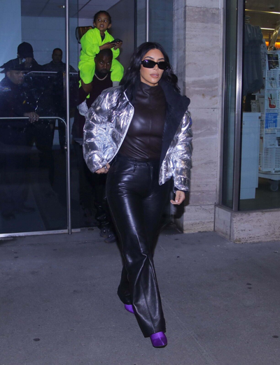 Pre-owned Asaavi Kim Kardashian Black Leather Pants Women Real Lambskin Straight Fit Pant - 033