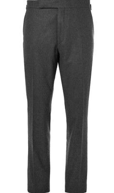Pre-owned Ralph Lauren Purple Label $695  Mens Gregory Charcoal Wool Dress Flannel Trouser In Gray