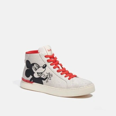 Pre-owned Coach Disney Mickey Mouse  X Keith Haring Clip High Top Sneaker Rare Sold Out 11 In White