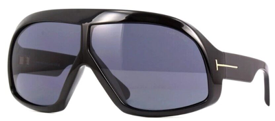 Pre-owned Tom Ford Cassius 966 01a Shiny Black / Gray Sunglasses Tf966 01a 78mm