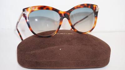 Pre-owned Tom Ford Sunglasses Kira Havana Gold Blue Tf821 55p 56 16 140