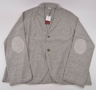 Pre-owned Luciano Barbera Sport Coat Sweater Size 42 Us L Brown Cream Alpaca Linen