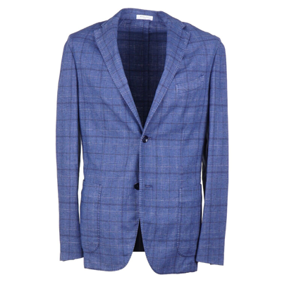 Pre-owned Boglioli Blue Layered Check Soft Cotton-linen 'k Jacket' Sport Coat 40r (eu 50)