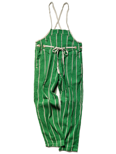 Pre-owned Kapital Linen Phillies Stripe Welder Overalls Women Japan Limited Original In Green