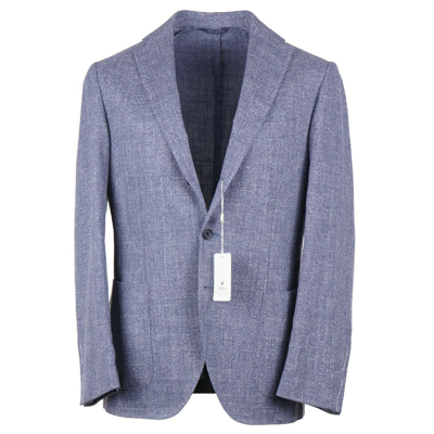 Pre-owned Luigi Borrelli Woven Slate Blue And White Melange Sport Coat 40r (eu 50)