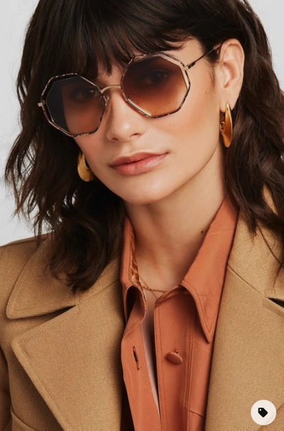 Chloe クロエ CE132S Sunglasses Havana グラデーションカラー ハバナ サングラス ブラウン系 フレーム：ゴールド系、ブラウン系　 58□20-140【美品】【中古】 Chloe - Chloe クロエ CE132S Sunglasses Havana グラデーションカラー